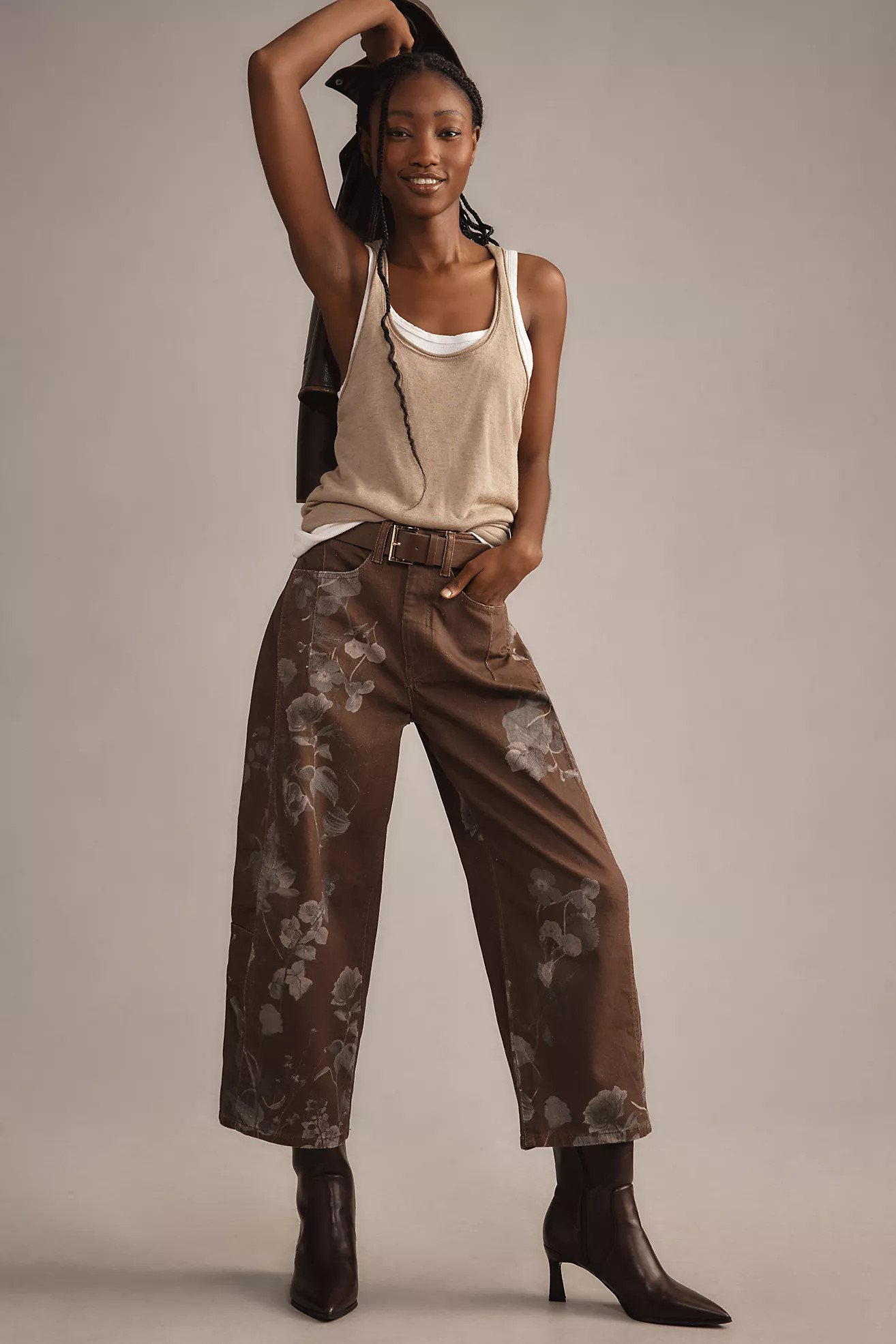 The Kenna Mid-Rise Heritage Barrel Jeans by Pilcro: Floral Edition | Anthropologie (US)