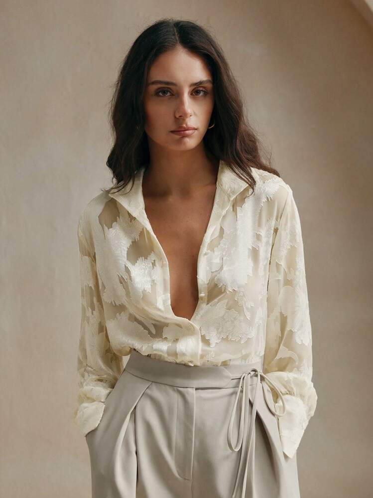 Blusa blanca bordada | SHEIN