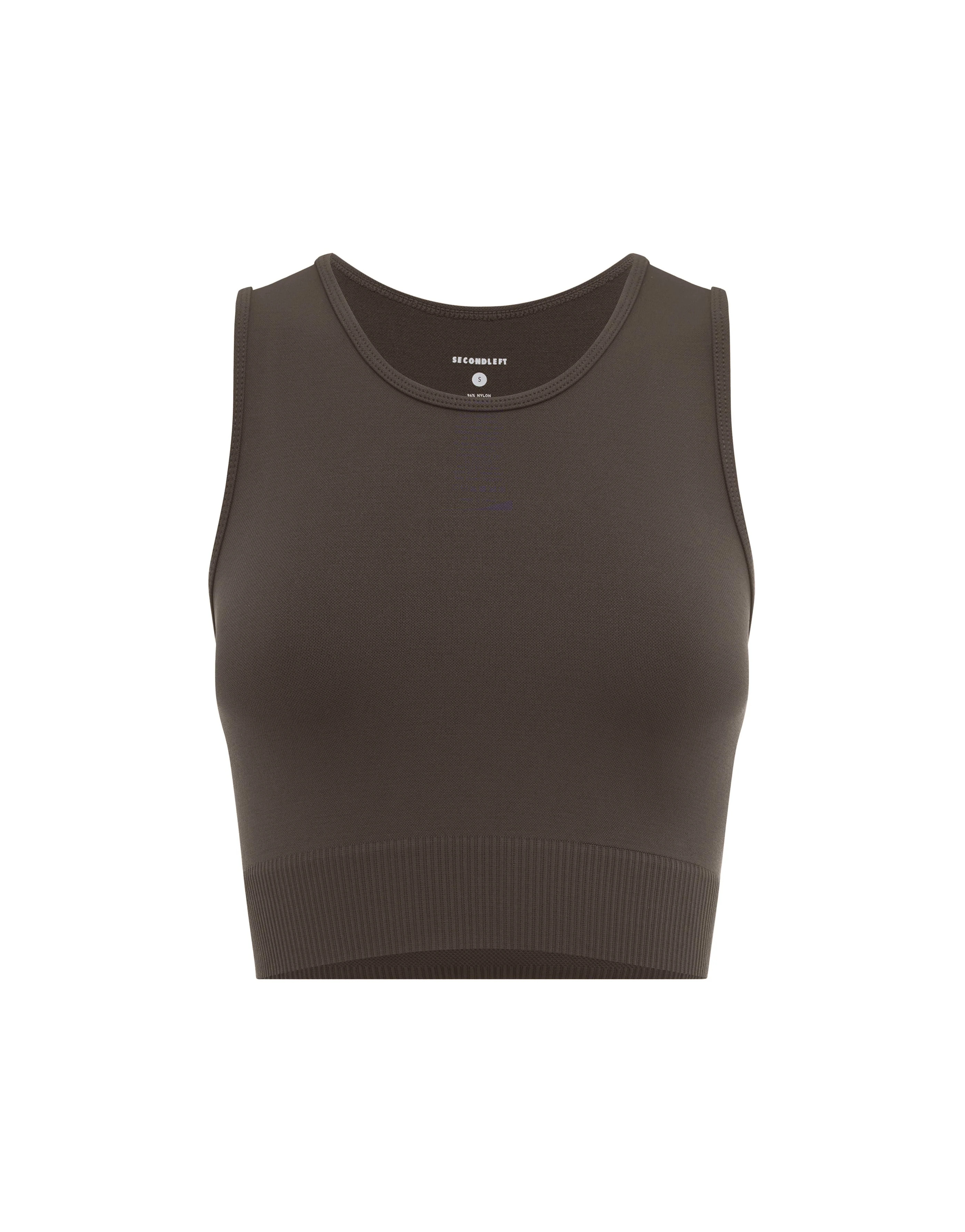 Seamless Cropped Singlet - Espresso | SECONDLEFT 