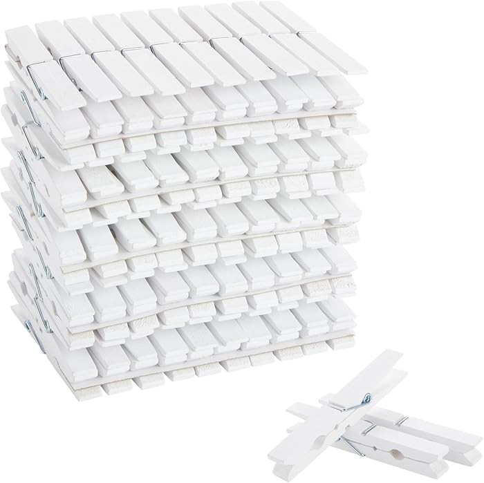 Juvale Wooden Clothespins - Outdoor Drying & Heavy-Duty Clothes Pins - White Clothespins for Home... | Amazon (US)