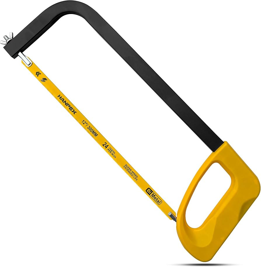 12in. High-Tension Hacksaw Frame with 24 TPI Bi-metal Blade, Hand Saw Suitable for Metal, wood, P... | Amazon (US)