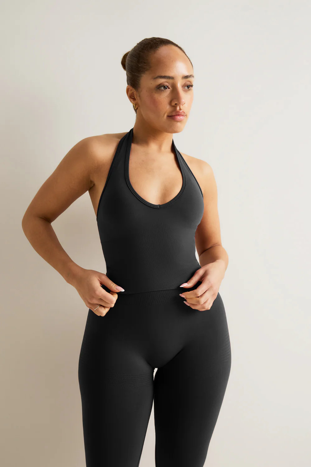 Sculpt Seamless Halter Tank - Black Marl | TALA (UK)