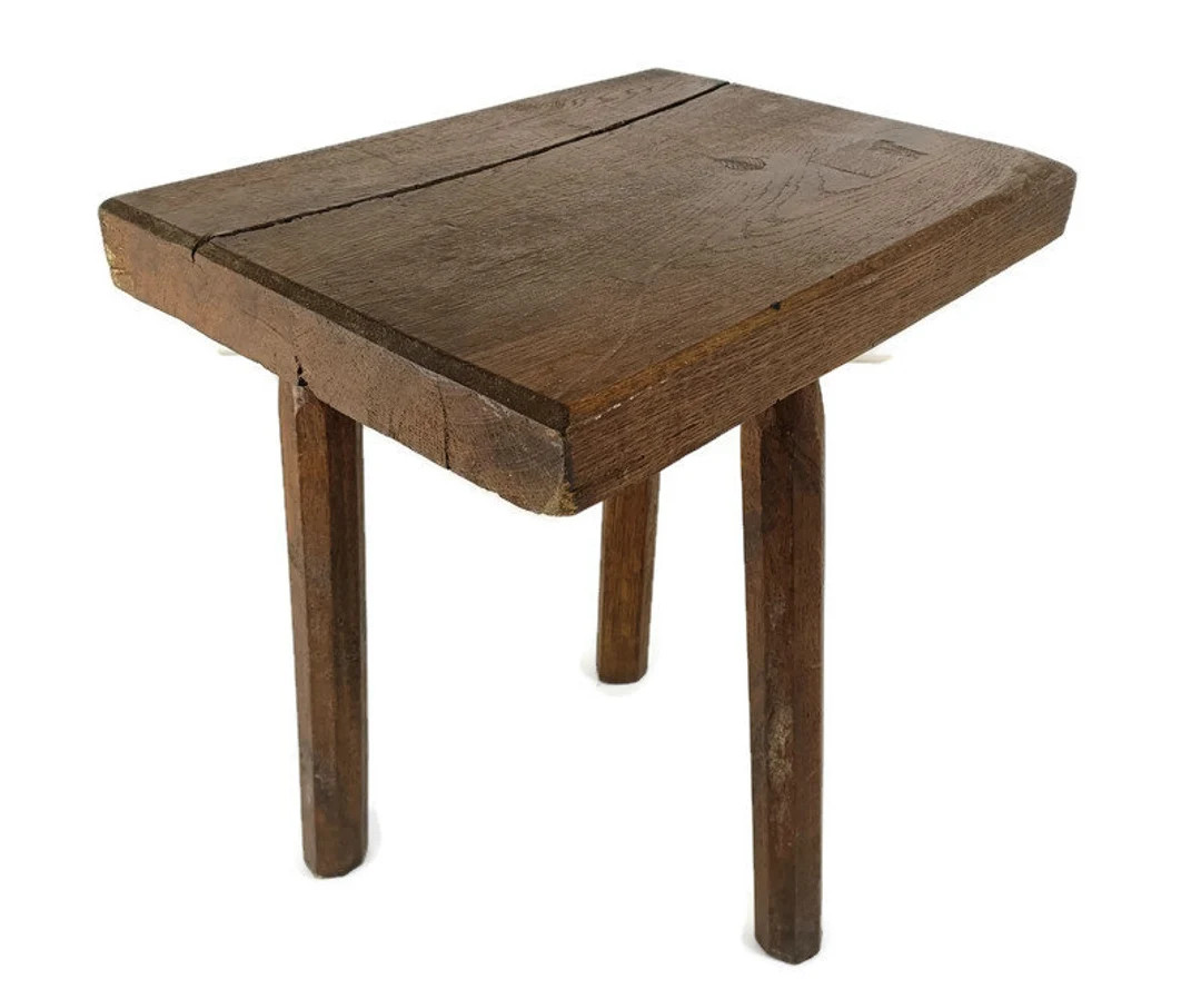 Carved Wood Milking Stool Pedestal Side Table French Oak Bonsai Stand Brutalist - Etsy | Etsy (US)