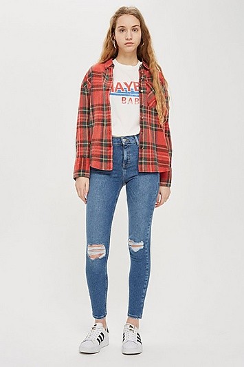Mid Blue Ripped Jamie Jeans - Mid Stone | Topshop US