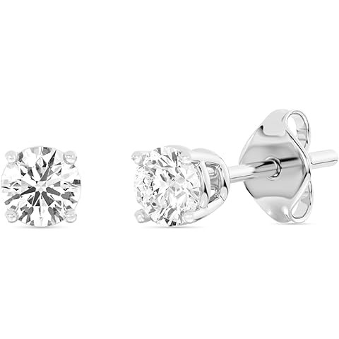 Gilded Lab-Grown Diamond Stud Earrings for Women| 925 Sterling Silver Studs and 14KT Gold 925 Pla... | Amazon (US)