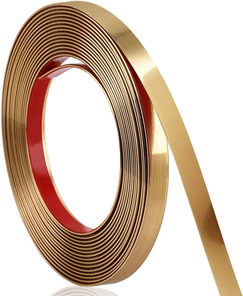 Brushed Gold Finish Molding Trim, 393.6" L x 0.4" W Peel and Stick Decoration Strip for Ceiling, ... | Amazon (US)