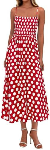 PRETTYGARDEN Womens Polka Dot Dress 2026 Summer Sleeveless Spaghetti Straps Smocked Sun Dress Flo... | Amazon (US)