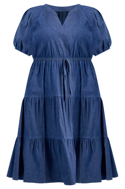 Anne Klein Plus Size Puff-Sleeve Tiered Midi Dress - Macy's | Macy's