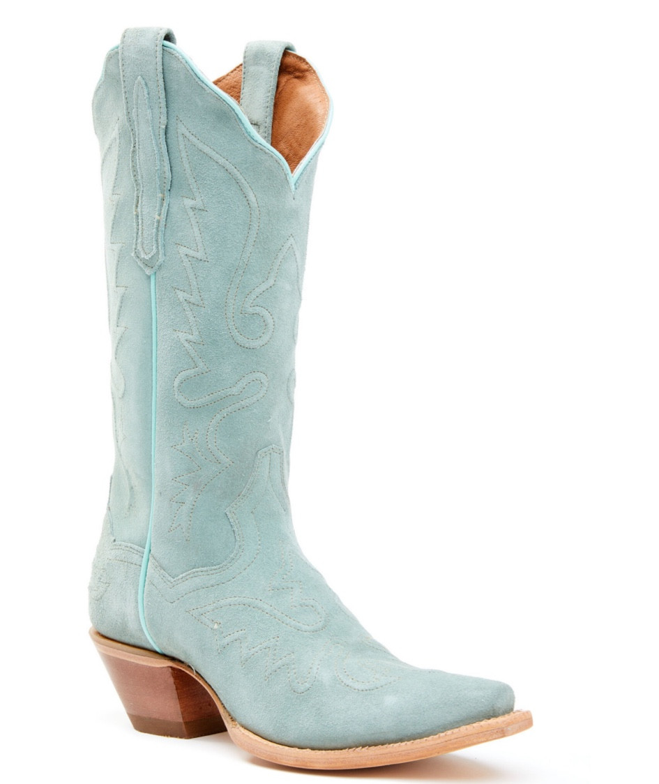 Dan Post seafoam suede snip toe boots! The perfect coastal cowgirl staple and a great price on Amazon! Would be perfect for a something blue themed bachelorette party!

#LTKWedding #LTKShoeCrush #LTKFestival