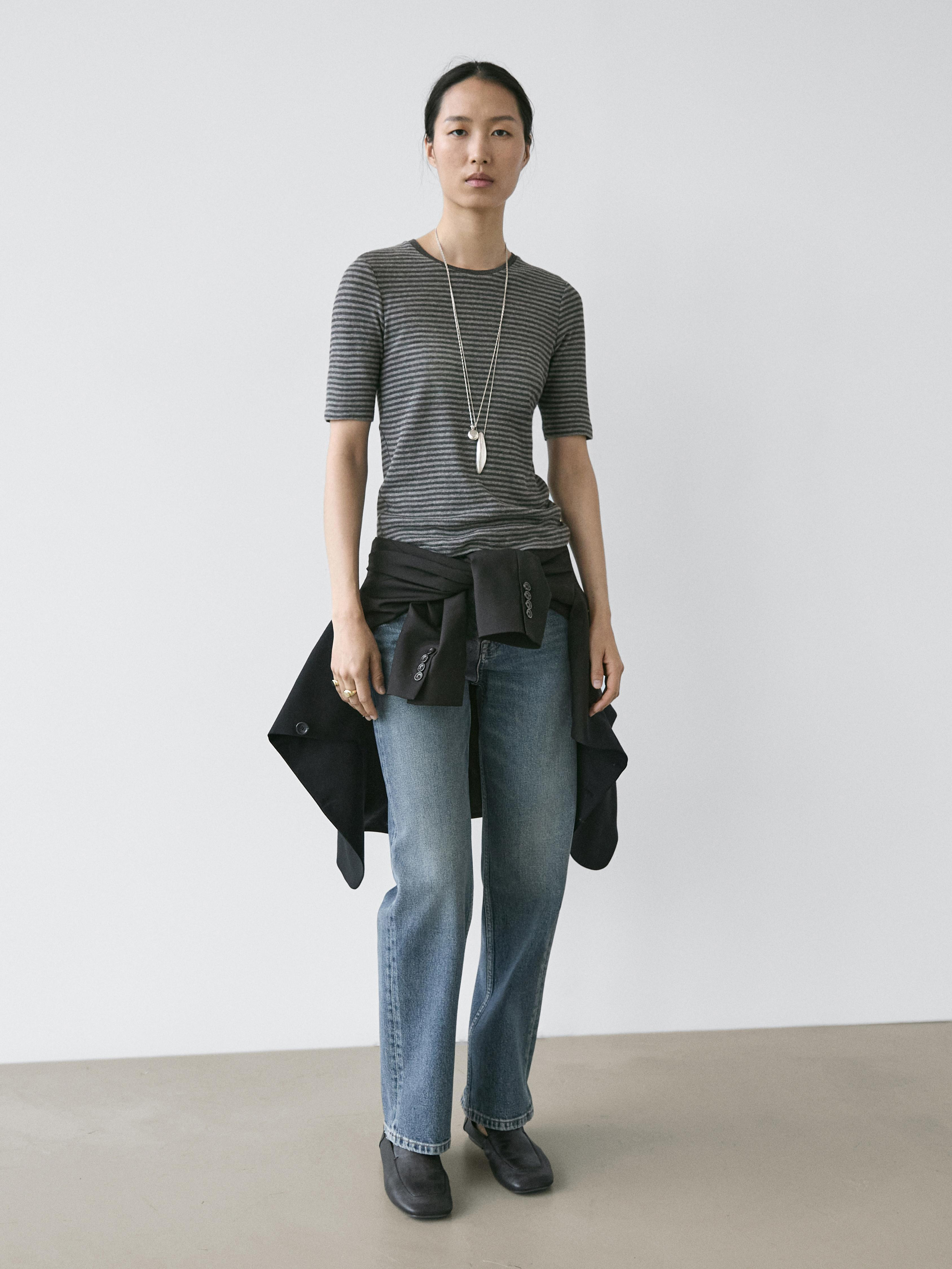 Short sleeve striped shirt | Massimo Dutti UK