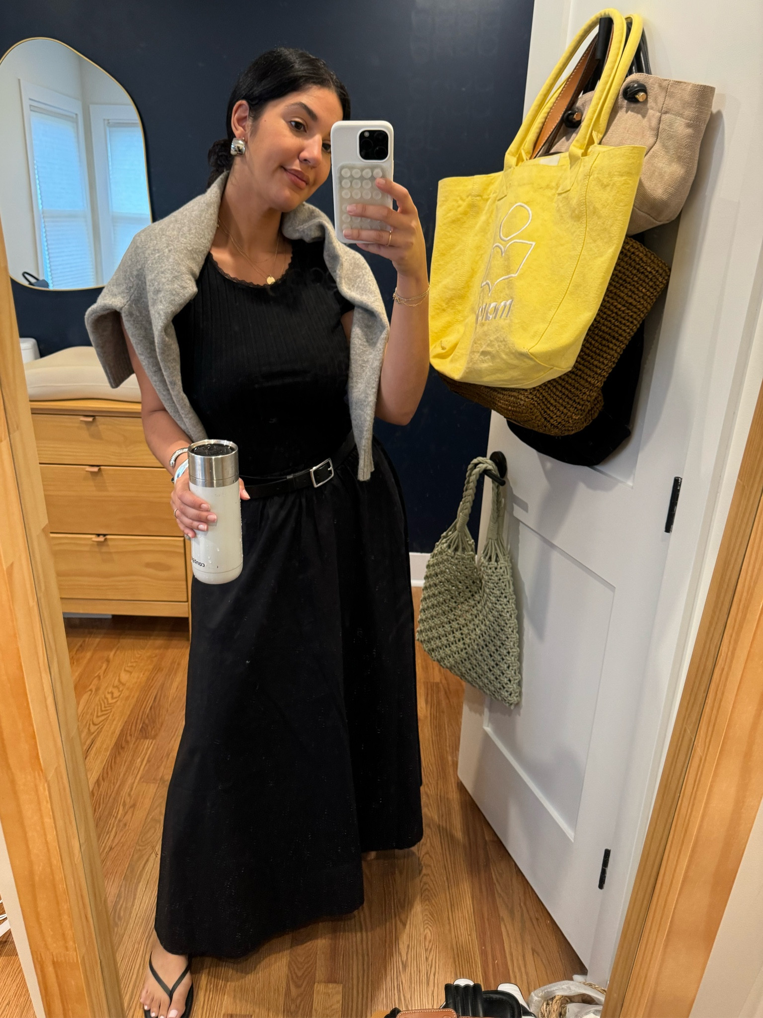 Great transition to fall idea for your poplin maxi skirts 