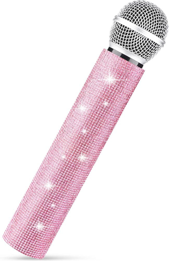 Facmogu Pink Microphone Decorative Sleeve, Microphone Cover, Pretend Glitter Bedazzled Microphone... | Amazon (US)