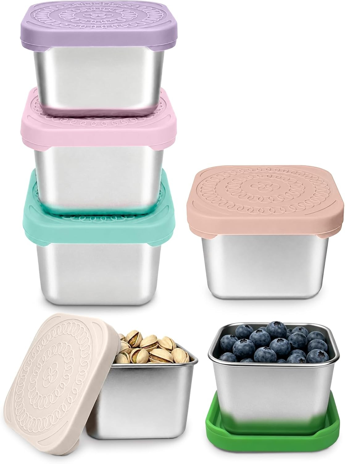 HTEVW 6 Pack Stainless Steel Snack Containers for Kids, 6 oz Food Container | Reusable leak resis... | Amazon (US)