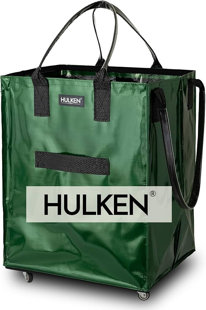 HULKEN - (Large, Forest Green) Reusable Grocery Bag On Wheels, Shopping Trolley, Rolling Tote, Zi... | Amazon (US)