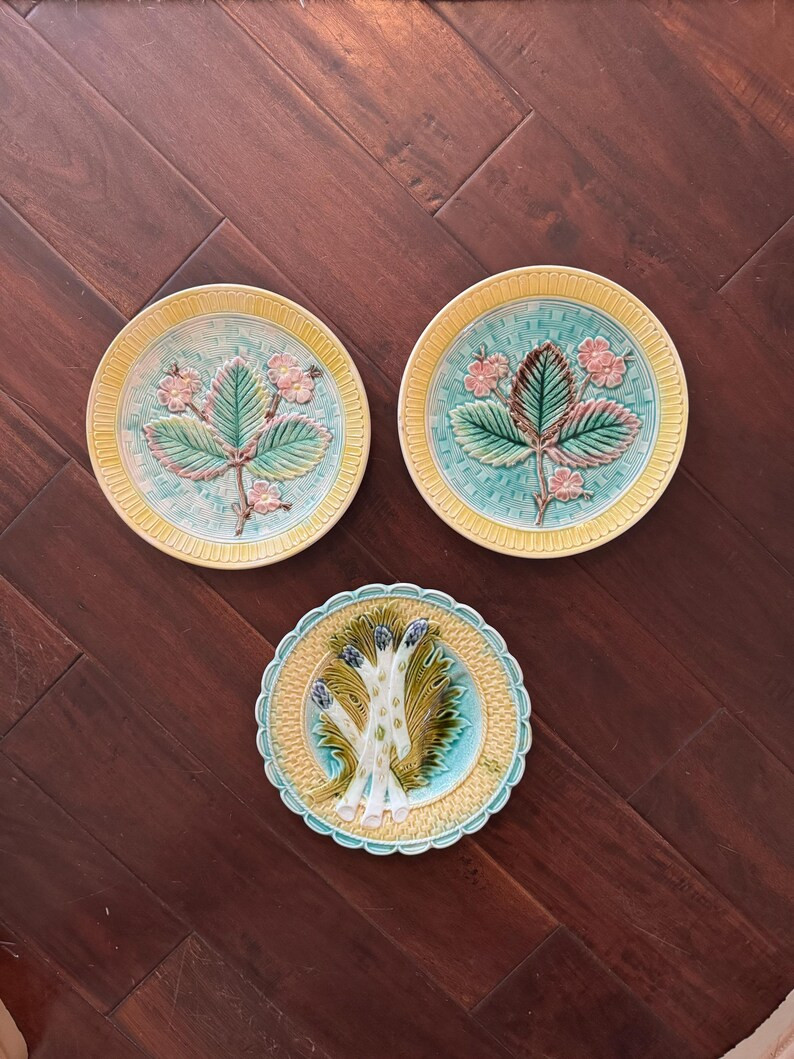 Antique Majolica Floral and Leaf Plate | Etsy (US)