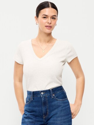 Snug V-Neck Ribbed T-Shirt | Old Navy (US)