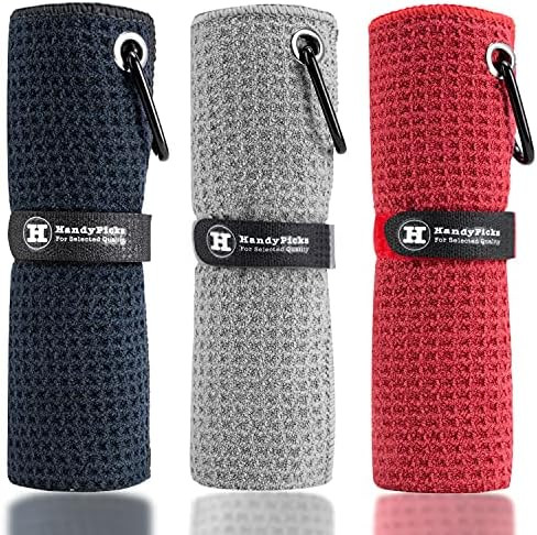 Handy Picks Microfiber Golf Towel (16" X 16") with Carabiner Clip, Waffle Pattern Golf Towel Hook... | Amazon (US)