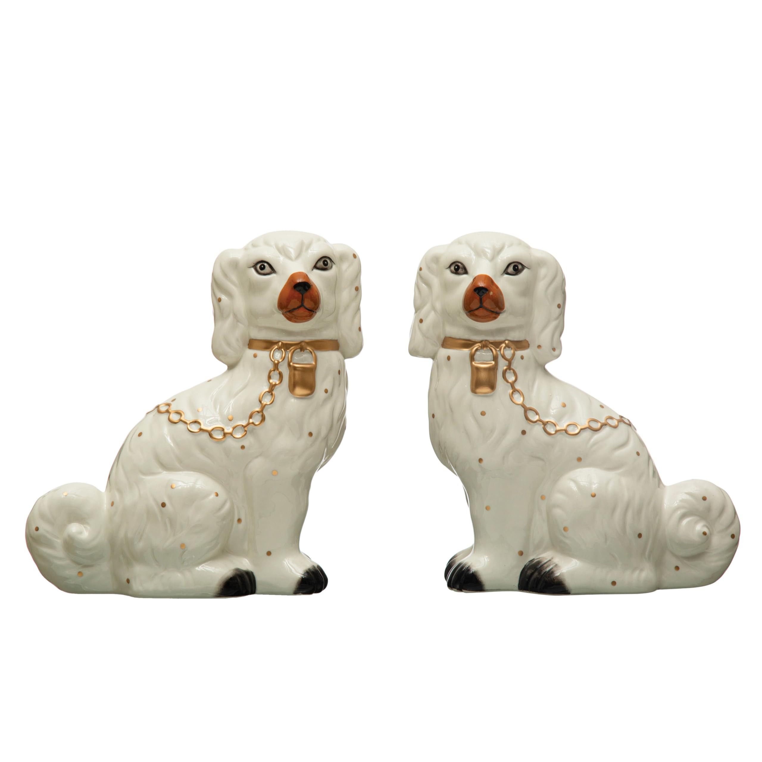 Creative Co-Op Decorative Staffordshire Dog with Collar and Leash, Set of 2, Multicolor Décor, I... | Amazon (US)