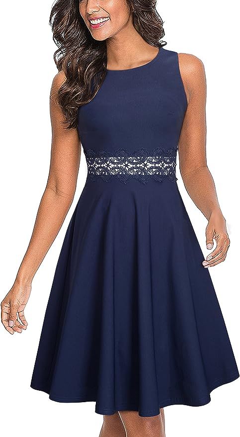 HOMEYEE Women's Sleeveless Cocktail A-Line Embroidery Party Summer Wedding Guest Dress A079 | Amazon (US)