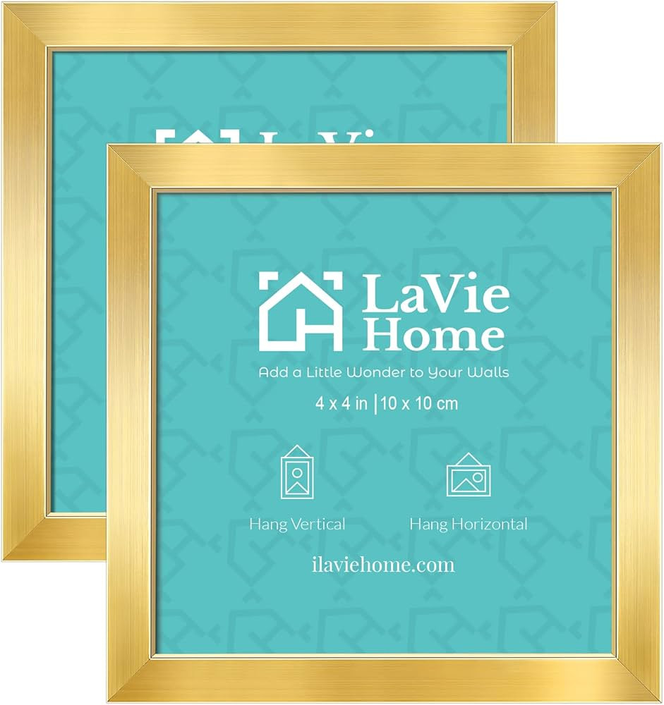 LaVie Home 4x4 Picture Frames (2 Pack, Gold), Classic 4 by 4 Picture Frame, Simple Designed Wood ... | Amazon (US)