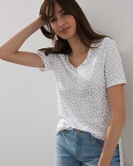 Dotted Foil Elbow Sleeve Slub Tee | Chico's