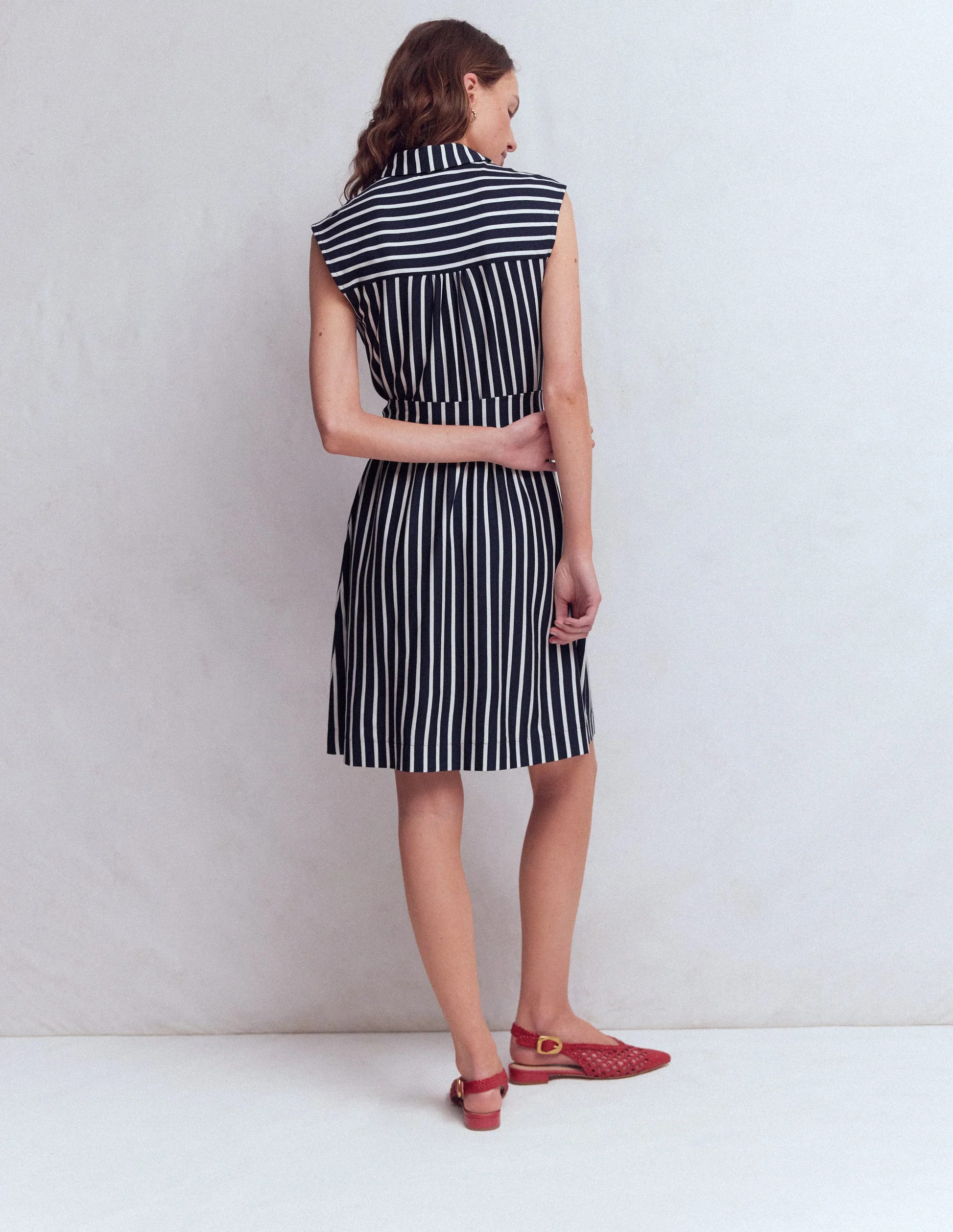 Honor Short Jersey Shirt Dress-Navy and White Stripe | Boden (US)