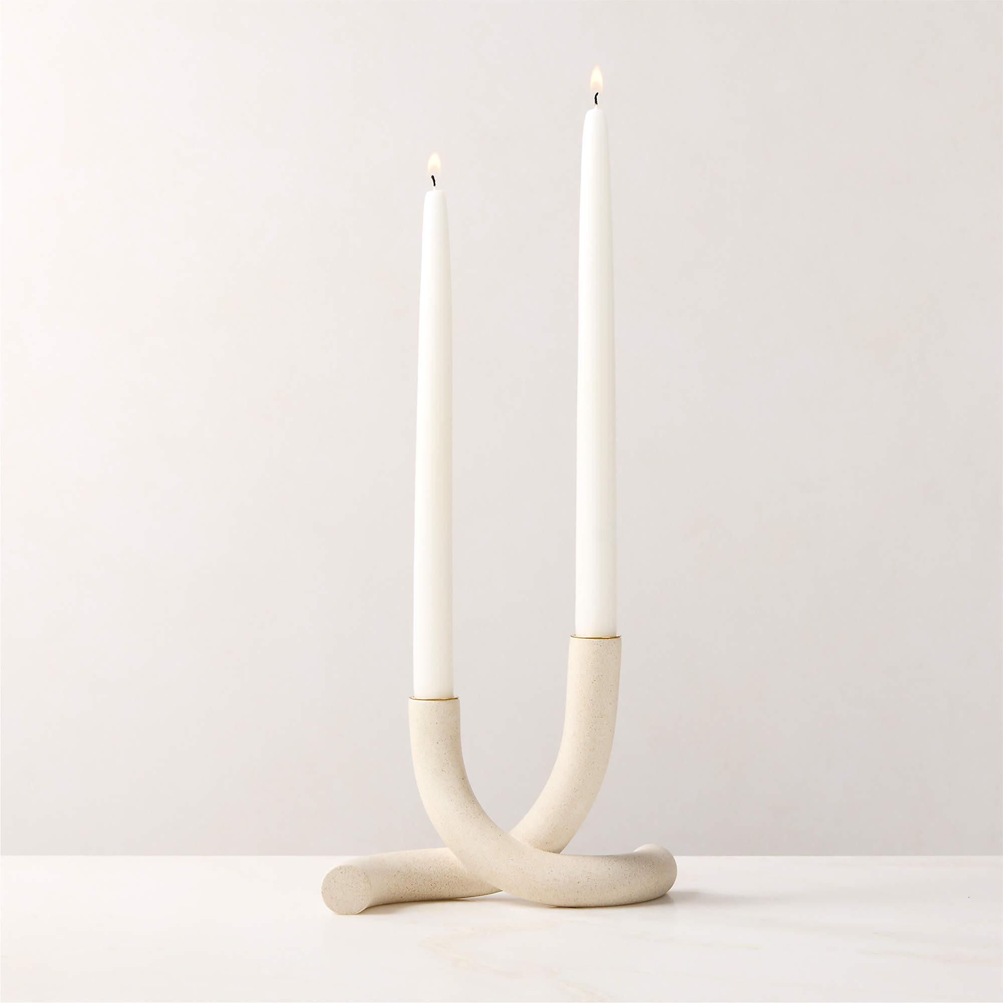 Blythe White Double Taper Candle Holder + Reviews | CB2 | CB2