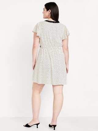 Fit & Flare Crepe Lace-Trim Mini Dress | Old Navy (US)