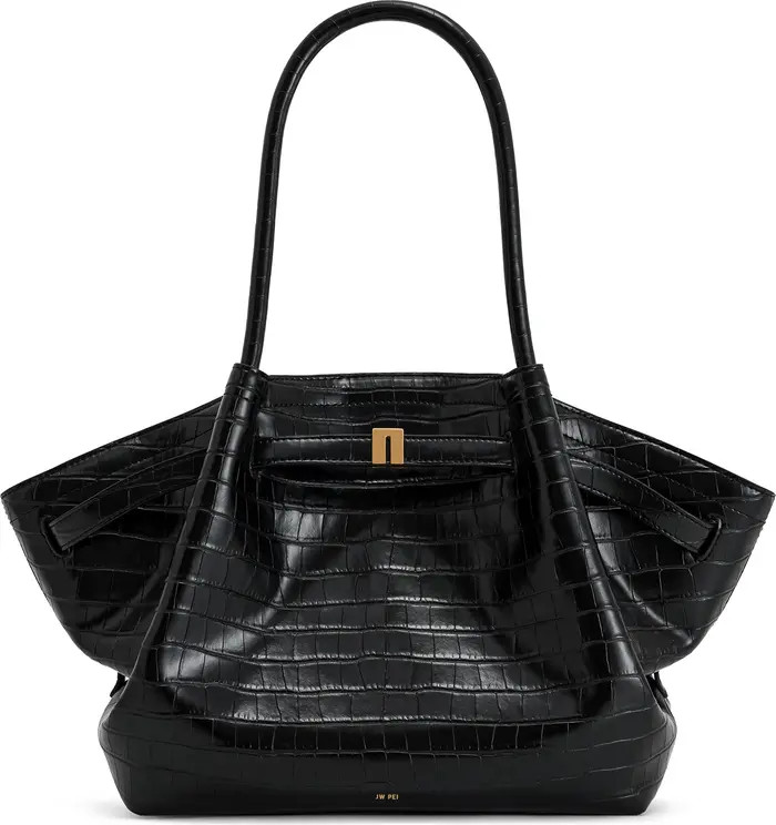 Medium Hana Croc Embossed Faux Leather Tote | Nordstrom