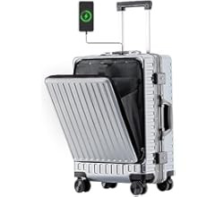 CAARANY Airline Approved Carry On Luggage With Front Pocket,20 Inch Aluminum Frame Luggage With U... | Amazon (US)