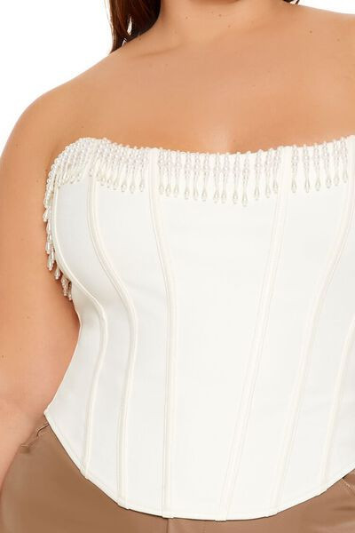 Plus Size Faux Pearl Fringe Tube Top | Forever 21