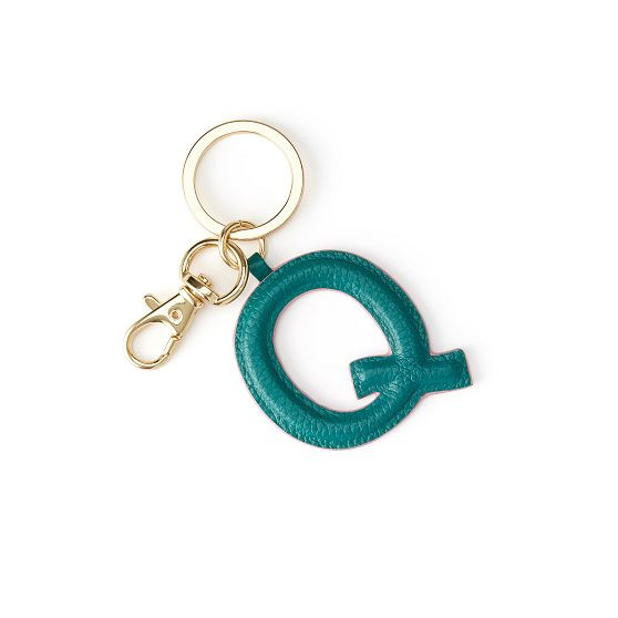 Mark & Graham x Pencil & Paper Co. Leather Initial Keychain, Q, Grass Green | Mark and Graham