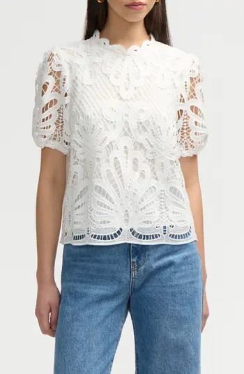 NVLT Mock Neck Short Sleeve Lace Top | Nordstromrack | Nordstrom Rack