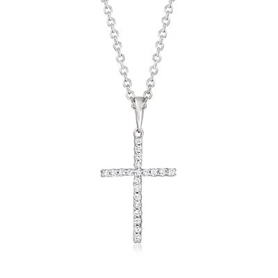 Pure Collection by Ross-Simons Diamond Cross Pendant Necklace in Sterling Silver Size 16 | Target