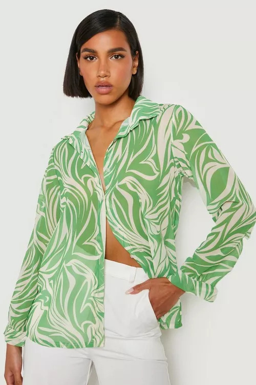 Zebra Chiffon Oversized Shirt | Boohoo.com (US & CA)