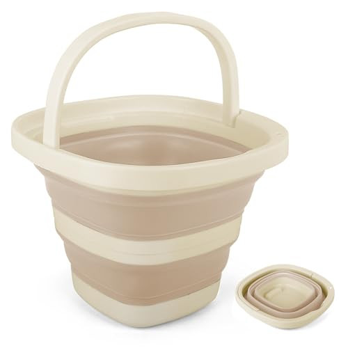 5L Collapsible Bucket with Handle, Mop Bucket for Wash Basin Dog Water Car Washing Window Cleaning, Foldable Plastic Tub Waterpot for Outdoor Beaching Fishing Gardening Camping Essentials | Amazon (US)