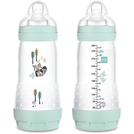 MAM Easy Start Matte Anti-Colic Baby Bottles, Medium Flow Nipples, Baby Boy, 9 oz (2 Count) | Amazon (US)