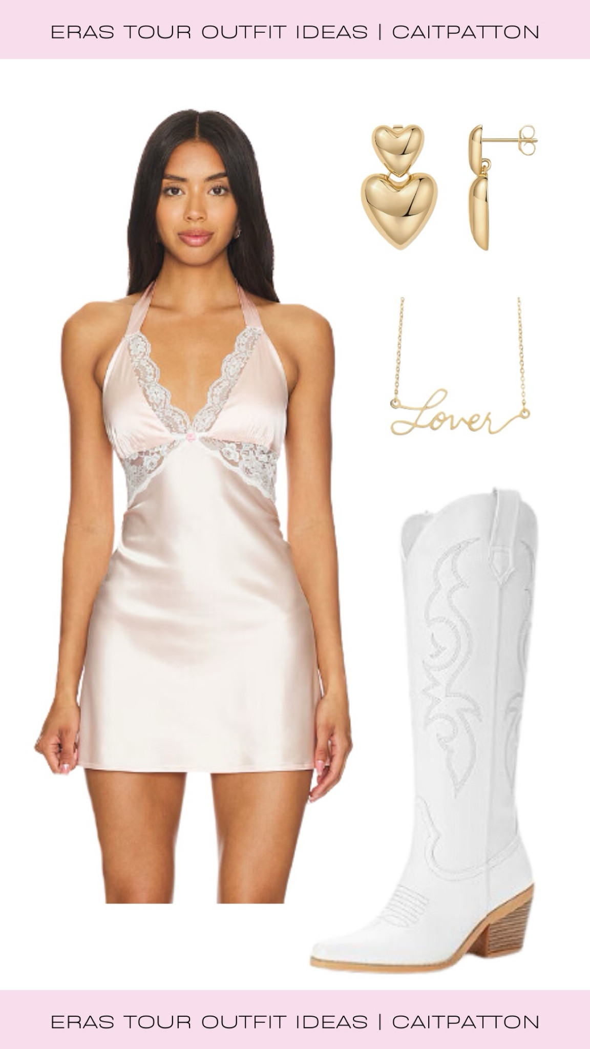 Girly lover outfit idea! Pink slip dress,
Coquette slip dress, satin slip dress, lace slip dress, lover necklace, heart earrings, cowboy boots,  Taylor swift eras tour outfit ideas, lover eras tour outfit ideas, eras tour outfits, lover outfit ideas, lover outfits, Taylor swift outfits, eras tour outfit ideas 

#LTKFindsUnder50 #LTKFindsUnder100 #LTKShoeCrush