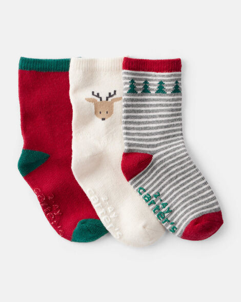 Toddler Boy 3-Pack Christmas Reindeer Crew Socks | Carter's Inc