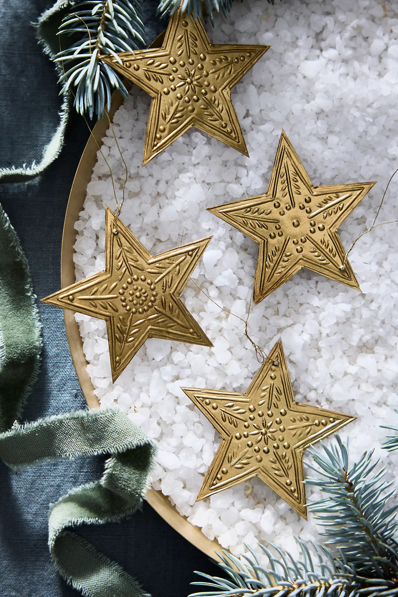 Punched Metal Star Ornaments, Set of 4 | Anthropologie (US)