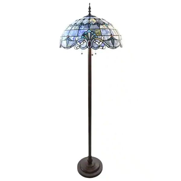 River of Goods Allistar Amber Stained Glass and Resin 3-light 64-inch High Downlight Floor Lamp -... | Bed Bath & Beyond