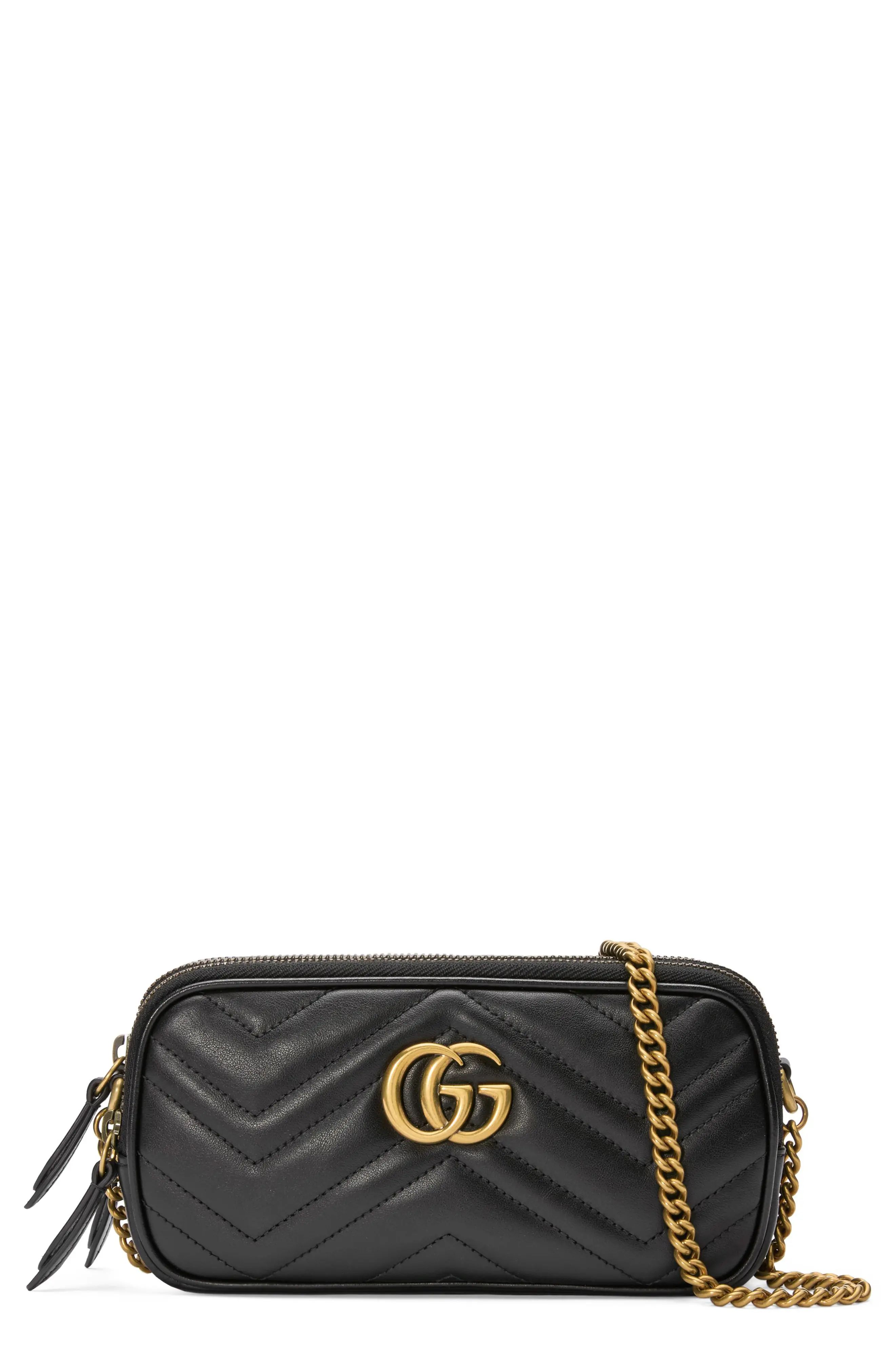 Gucci Marmont 2.0 Leather Crossbody Bag - Black | Nordstrom