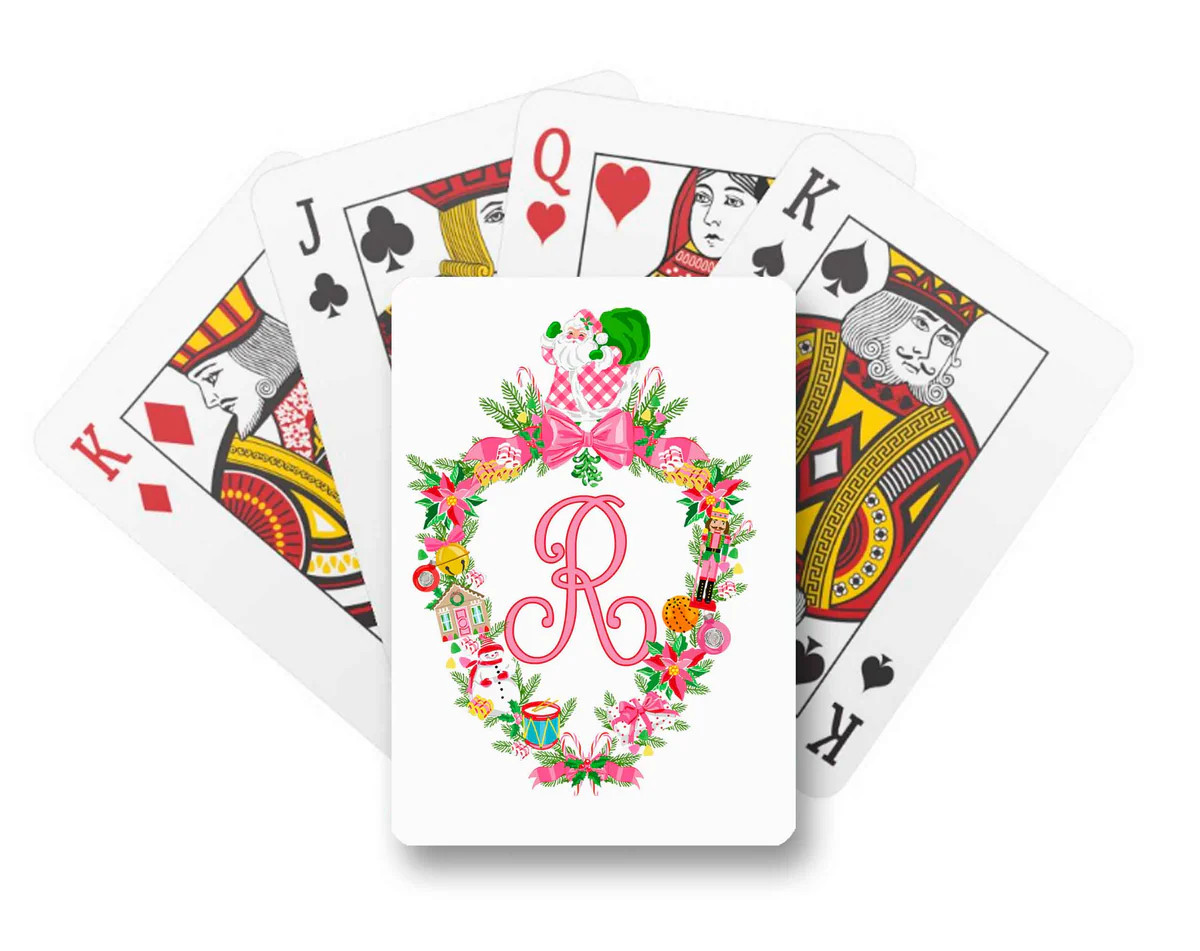 Christmas Crest Personalized Playing Cards | Taylor Beach Design