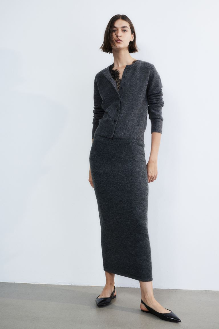 Knit Skirt - Dark gray melange - Ladies | H&M US | H&M (US + CA)