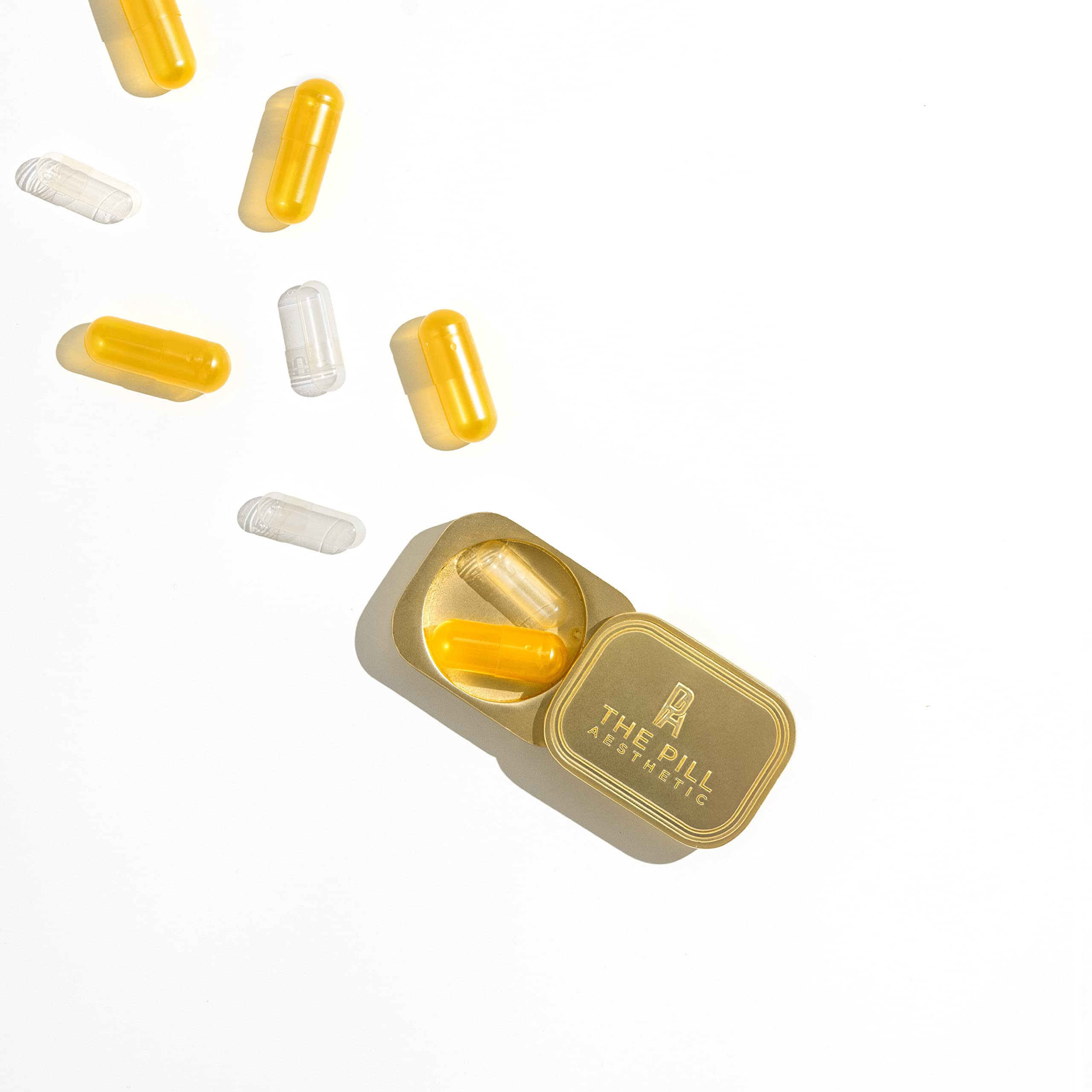 Gold Aesthetic Metal Pill Case Social Media Approved- for Home, Work, Nightstand, Travel, Diaper ... | Amazon (US)