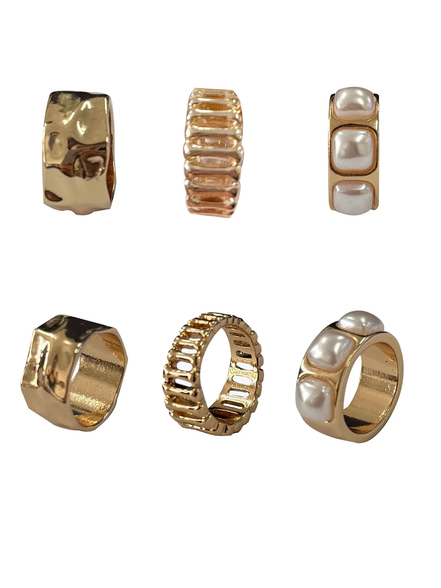 Time and Tru Pearl Rings in Gold Plating for Female Adults and Teens, 3 Pack | Walmart (US)