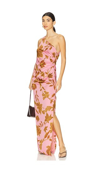 One Shoulder Ruched Maxi Dress in Peach | Revolve Clothing (Global)