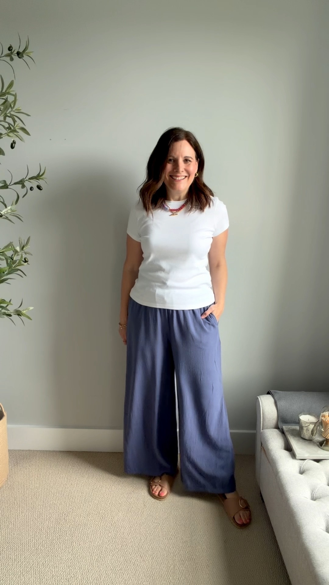 I love these pants. They’re lightweight (70% cotton and 30% linen), the perfect length with flats at 5’6”, and tummy friendly with an elastic drawstring waist.
After reading comments about shrinkage with washing, I washed them on a short cold delicate cycle, smoothed the waist, legs, and hem, then laid them flat to dry. I’m happy to report no shrinkage. And no ironing necessary, I didn’t iron these at all after washing so you can see how low-wrinkling they are. 
These pants have front pockets (none on the back), and aren’t see through or scratchy. They come in so many different colors.
I’m in a large. Medium were a little tight in the rear as a curvy size 10.

#LTKOver40 #LTKSaleAlert #LTKMidsize