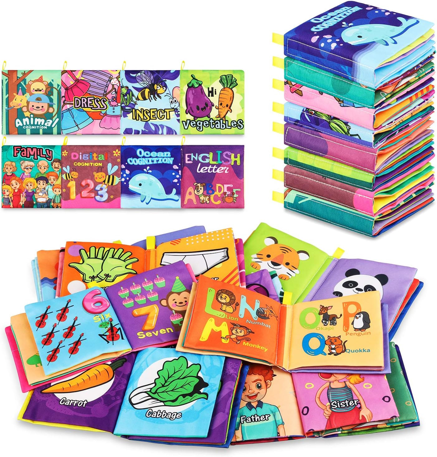 Baby Bath Books,Nontoxic Fabric Soft Baby Cloth Books, Early Education Toys,Waterproof Baby Books... | Amazon (US)