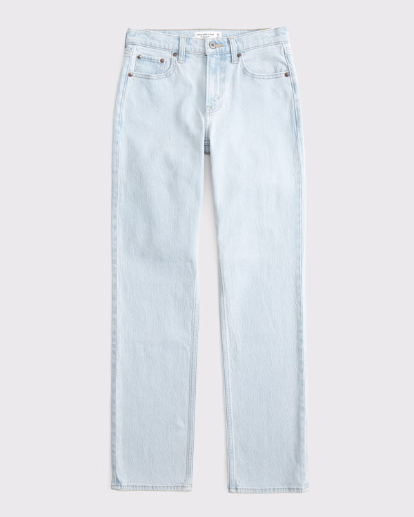 Women's Curve Love Mid Rise 90s Straight Jean | Women's Bottoms | Abercrombie.com | Abercrombie & Fitch (US)